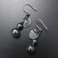 Sold: Gourd earrings of patinaed silver with fine gold leaf