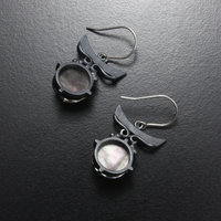 Sold:Silver earrings of quartz backed up by black pearl oyster