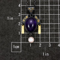 SOLD: Amethyst cab and gold inlay silver pendant