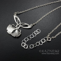 (C) KAZNESQ: Art Nouveau style gold Keum Boo ginkgo silver necklace