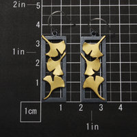 SOLD: Art Deco oxidized silver Ginkgo earrings with gold Keum Boo