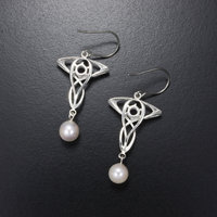 SOLD: Art Nouveau earrings, silver earrings with amethyst and akoya pearl
