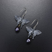 SOLD: Butterfly earrings, silver earrings, freshwater pearl earrings