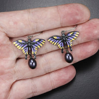 Butterfly earrings, silver earrings, freshwater pearl earrings