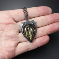 Rutilated quarts pendant, oxidized silver pendant necklace, Goth pendant necklac