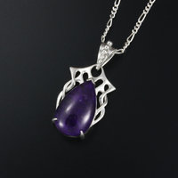 SOLD: Art Nouveau style pendant necklace, Sugilite pendant, silver pendant necklace