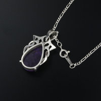 Art Nouveau style pendant necklace, Sugilite pendant, silver pendant necklace