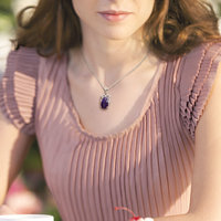 Art Nouveau style pendant necklace, Sugilite pendant, silver pendant necklace