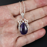 Art Nouveau style pendant necklace, Sugilite pendant, silver pendant necklace