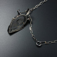 Steampunk pendant, oxidized silver pendant, black rutilated quartz pendant