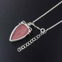Sold: Pink stone pendant necklace, silver pendant necklace, openwork pendant necklace