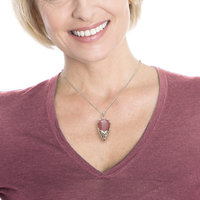 Sold: Pink stone pendant necklace, silver pendant necklace, openwork pendant necklace