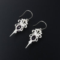 Amethyst earrings, silver earrings, Art Deco style arrow earrings