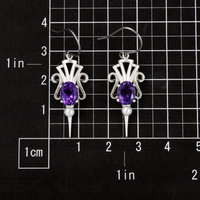 Amethyst earrings, silver earrings, Art Deco style arrow earrings