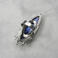 Blue labradorite ring, silver ring, openwork ring, Art Nouveau ring