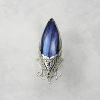 Blue labradorite ring, silver ring, openwork ring, Art Nouveau ring