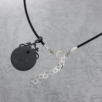 Keum Boo copper pendant, oxidized silver pendant, abstract line art pendant