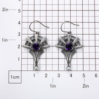 Goth earrings, oxidized silver earrings, amethyst earrings