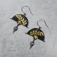 Shakudo earrings, Keum Boo earrings, oxidized silver earrings, Japanese art earr