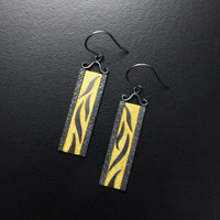 Oxidized silver earrings, Keum Boo earrings, falling willow leaves earrings, Jap