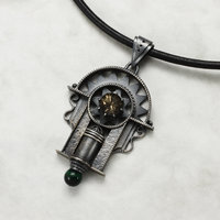 Art Deco style oxidized silver pendant necklace with a brown quartz you have nev