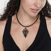 Art Deco style oxidized silver pendant necklace with a brown quartz you have nev