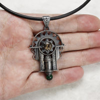 Art Deco style oxidized silver pendant necklace with a brown quartz you have nev