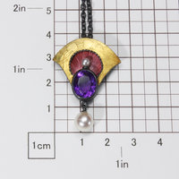 Keum Boo and Japanese Hido copper pendant necklace with amethyst and akoyas