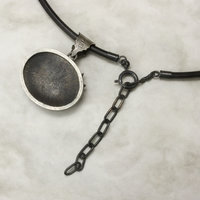 Thistle oxidized silver pendant necklace with Japanese red patina of Hido