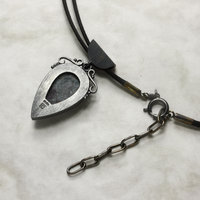 Ruby zoisite oxidized silver pendant necklace with Japanese red copper Hido.