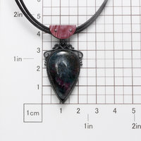 Ruby zoisite oxidized silver pendant necklace with Japanese red copper Hido.