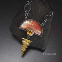 (C)KAZNESQ: Sunset pendant necklace of Keum Boo and Japanese Hido copper