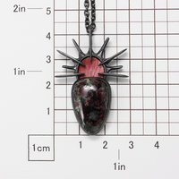 Oxidized silver goth pendant necklace with Eudialyte and Japanese red patinaed c