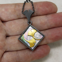 Ginkgo Keum Boo oxidized silver pendant necklace