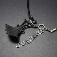 Ginkgo motif goth oxidized silver pendant