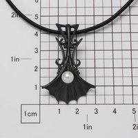 Ginkgo motif goth oxidized silver pendant