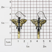 Oxidized silver butterfly earrings with fine gold leaf