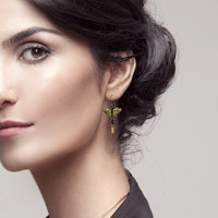 Oxidized silver butterfly earrings with fine gold leaf