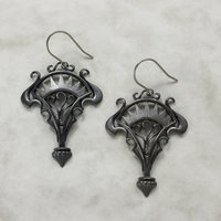 Oxidizes silver arch and scrolls earrings