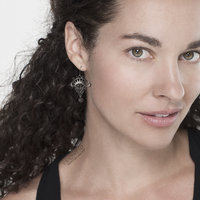 Oxidizes silver arch and scrolls earrings