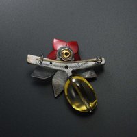 Chinese Quince flower and fruit brooch