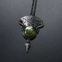 Green labradorite goth pendant necklace