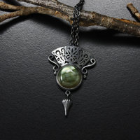 Green labradorite goth pendant necklace