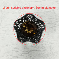 Lacy openwork smokey quartz oxidized silver Goth ring