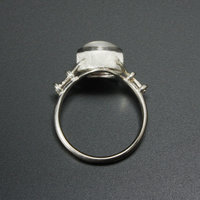 Oval rainbow color cats eye Moonstone silver ring.