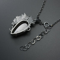 Hypersthene oxidized silver Goth pendant necklace, steampunk necklace