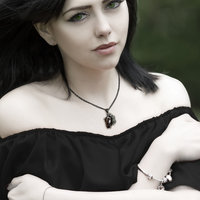 Hypersthene oxidized silver Goth pendant necklace, steampunk necklace