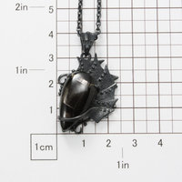 Hypersthene oxidized silver Goth pendant necklace, steampunk necklace