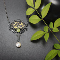 Gold inlay and Keum Boo necklace with Shakudo patinaed by Iroage