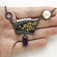 Japanese bush clovers and a full moon necklace